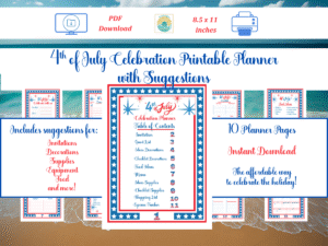 Ten printable planner pages in red, white, and blue 